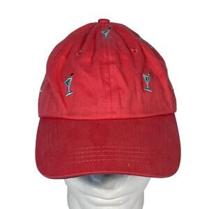 Castaway Nantucket Coral Cotton Embroidered Martini Glass Unisex Adjustable Hat